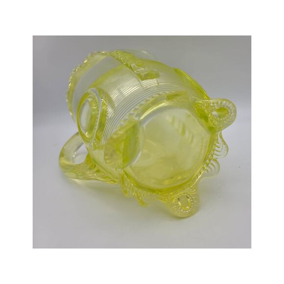 Antique Indiana Tumbler Uranium Vaseline Glass Water Pitcher Jug Dewey Pattern - Picture 6 of 8